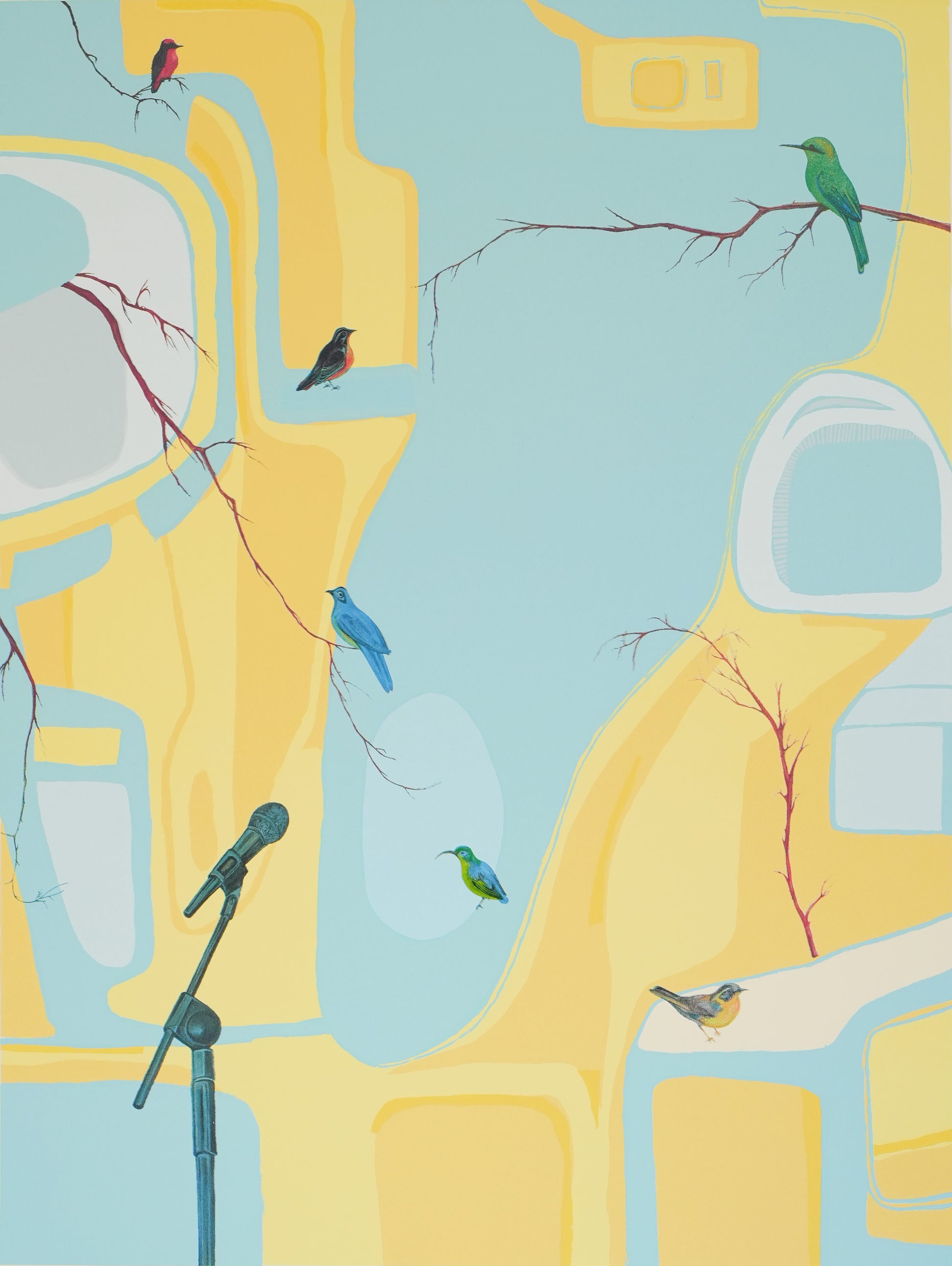 A limited edition screen print by contemporary NZ artist Sam Leitch, known for blending surrealism & storytelling with soft graphic form. 
